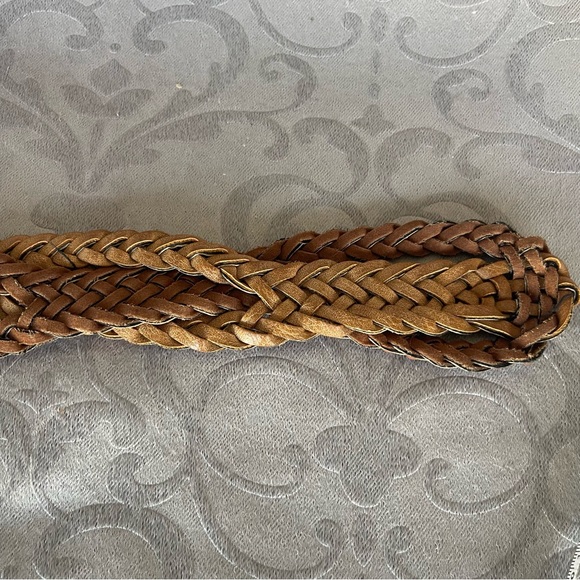 Braided Woven D-Ring Brass Buckle Adjustable Belt Brown and Tan - Picture 9 of 9